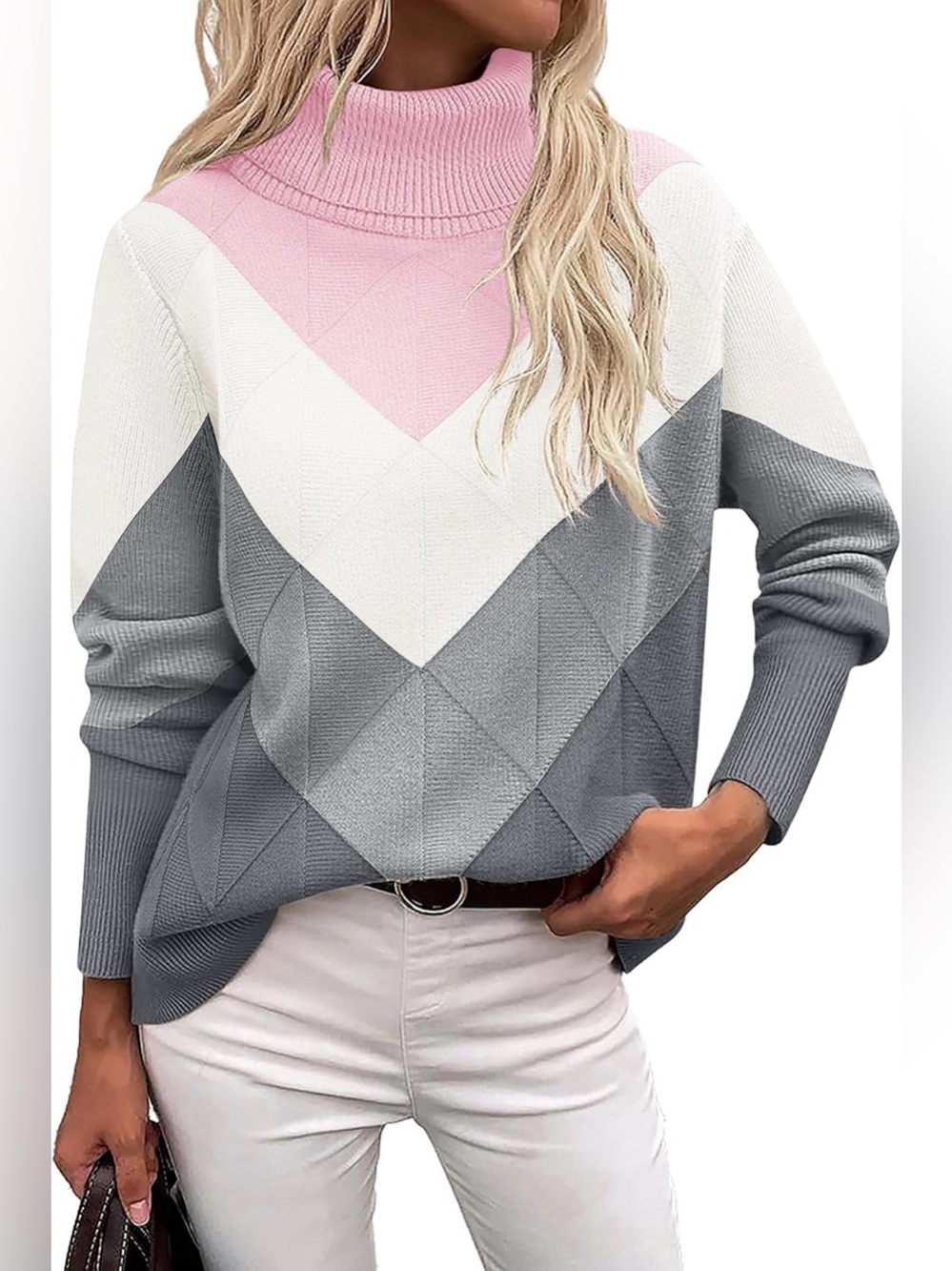 🆕Turtleneck Diamond Knit Sweater